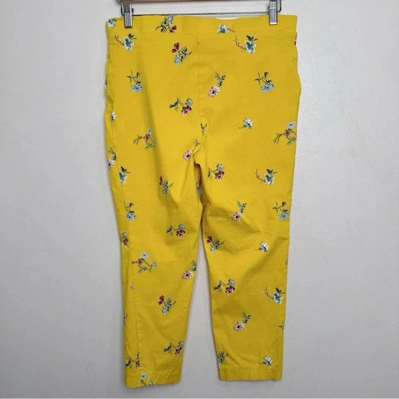 Jules & Leopold Womens Xlarge  Floral Motif Yellow Pull On Skinny Capri - Picture 12 of 12